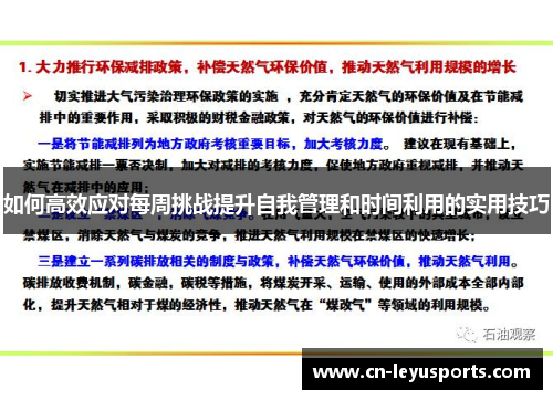 如何高效应对每周挑战提升自我管理和时间利用的实用技巧