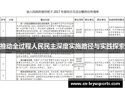 推动全过程人民民主深度实施路径与实践探索